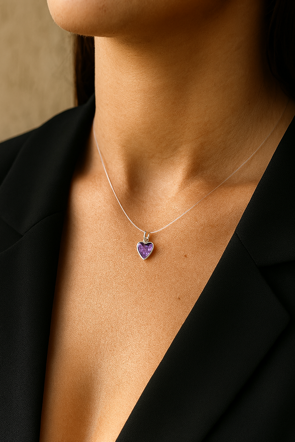 Choker P. de Luz Coraçãozinho Roxo