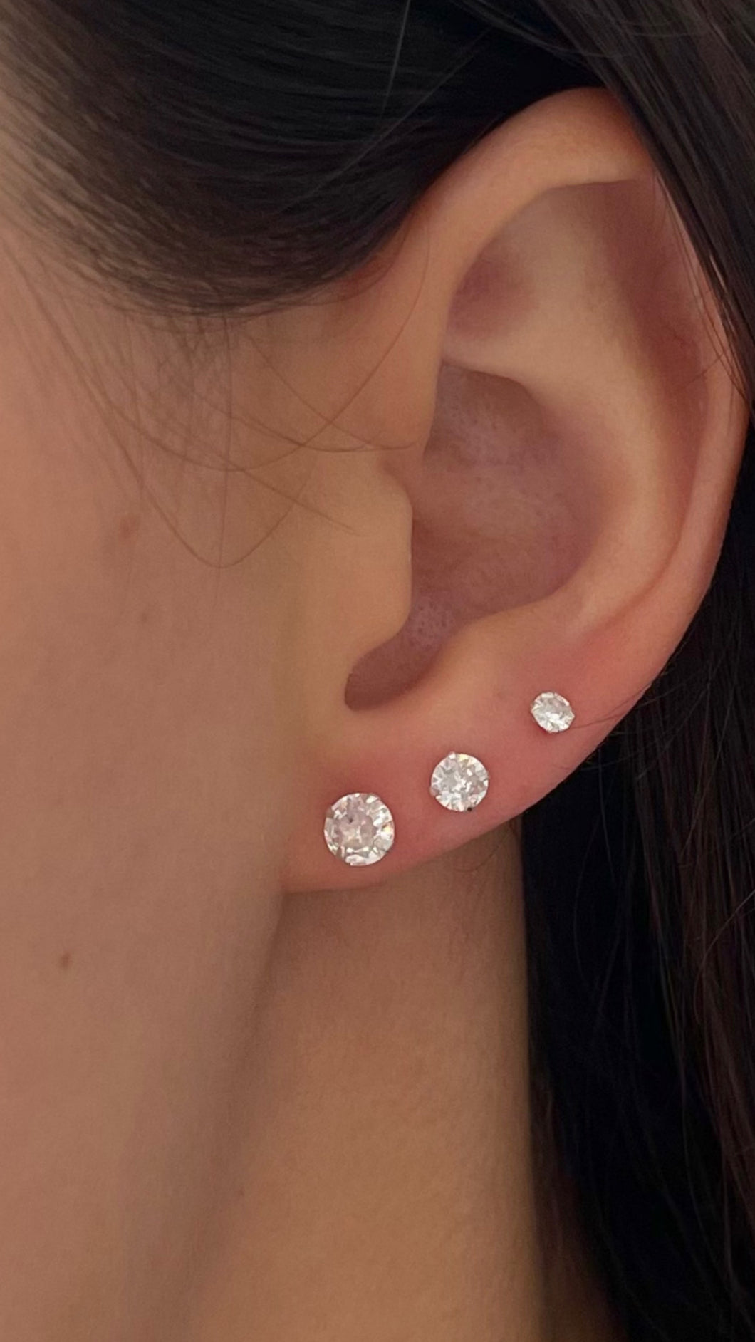 Trio Brinco P. de Luz 3, 4, 5mm Cristal prata 925