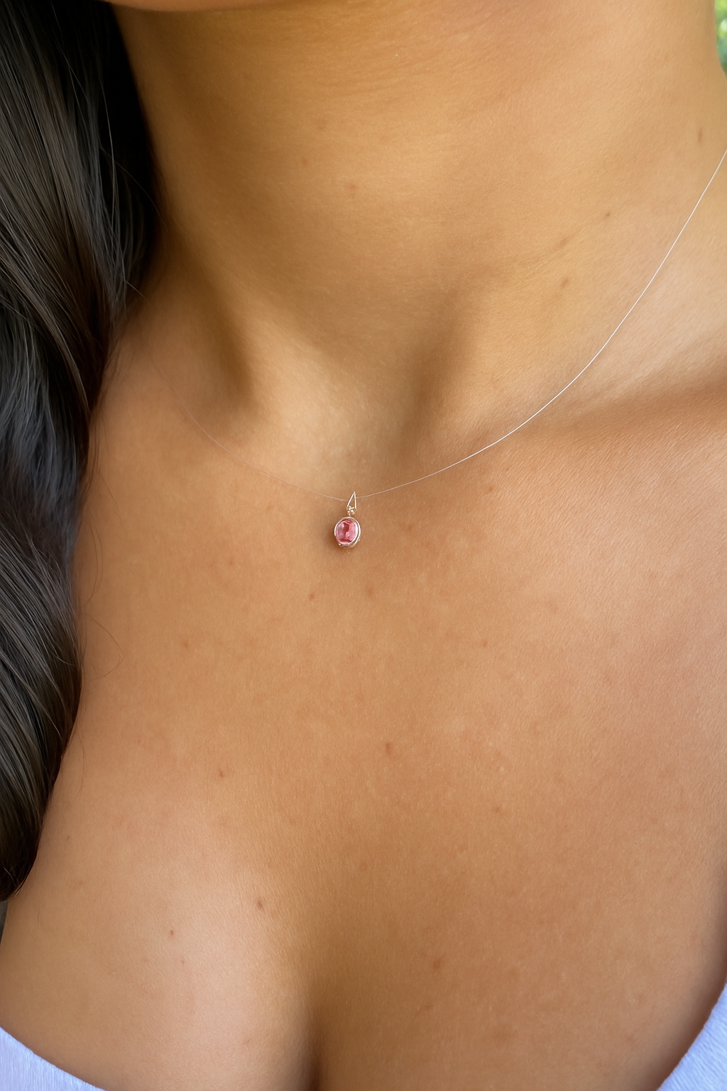 Choker Invisível Ponto de Luz Rosa